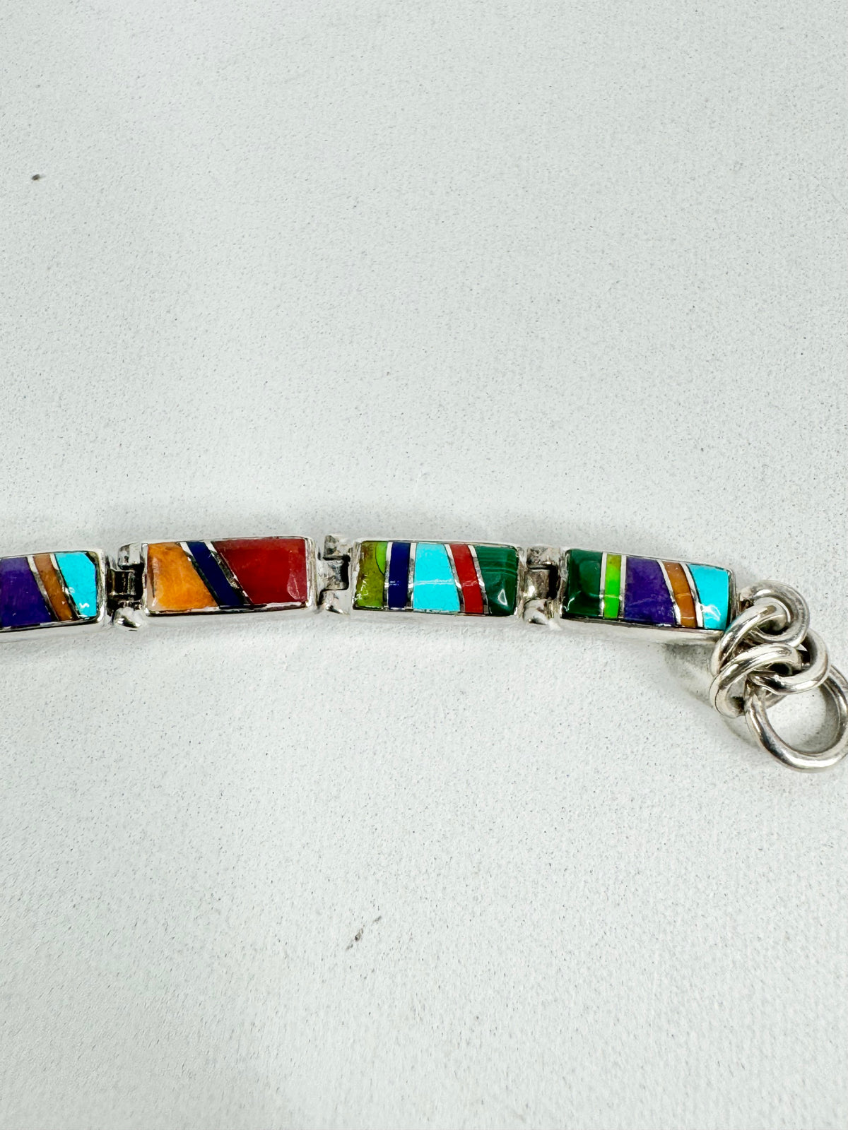 Vintage Silver Semi-Precious Gemstones & Opal Bracelet