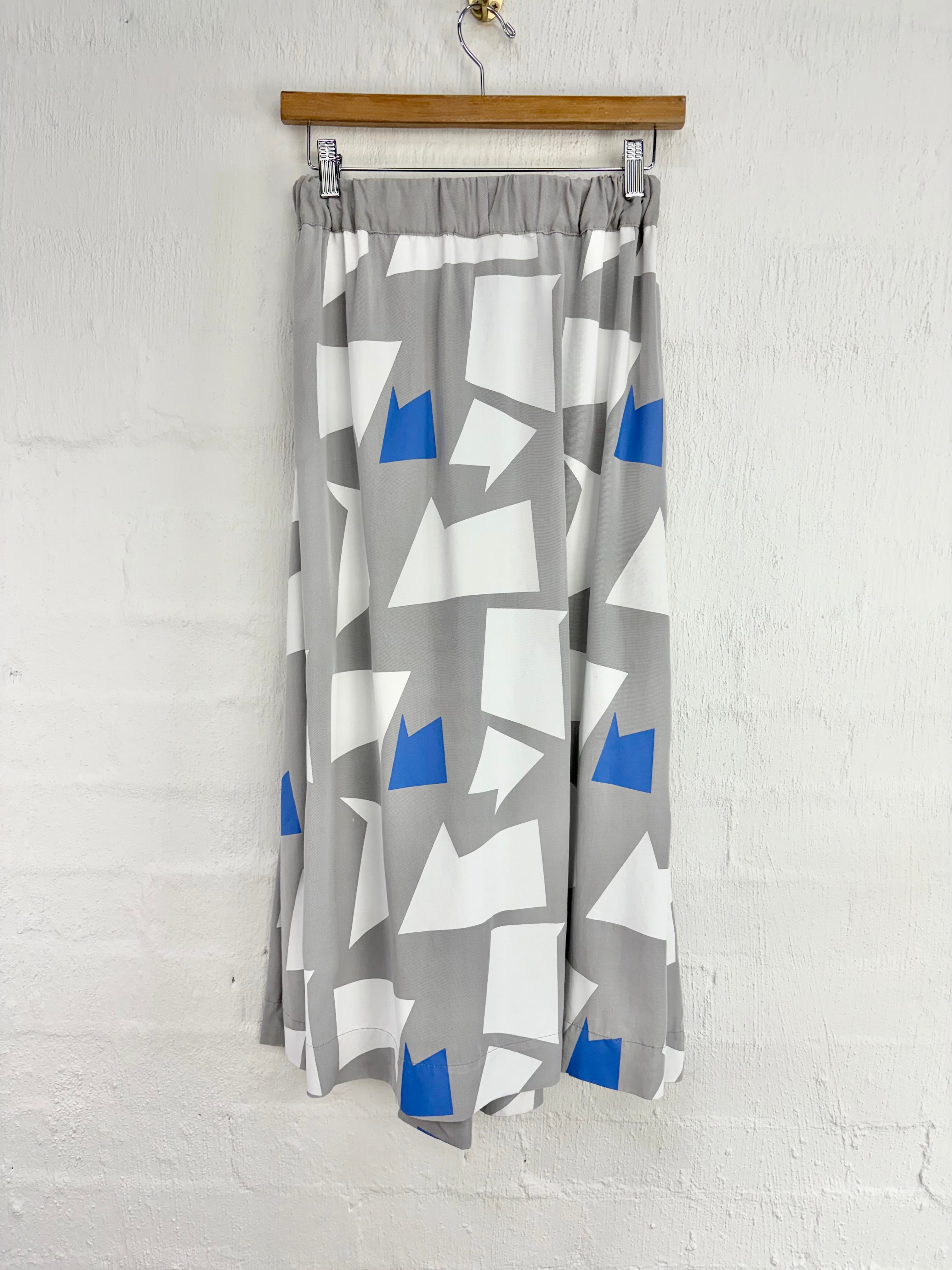 Alpha 60 Grey, White & Blue Geometric Patterned Skirt - AU6/8