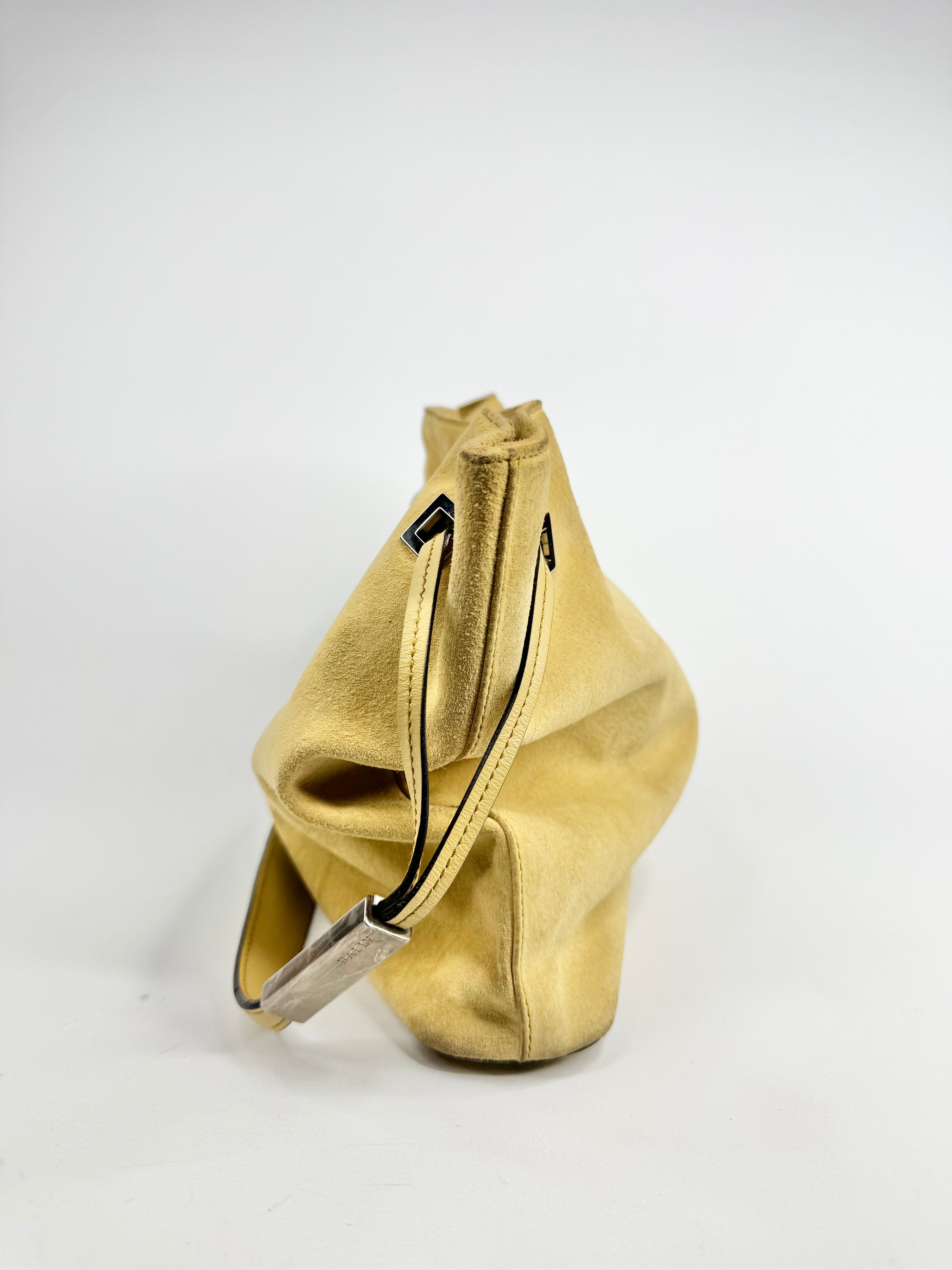 Vintage Bally 'Cladria' Butter Yellow Suede Shoulder Bag