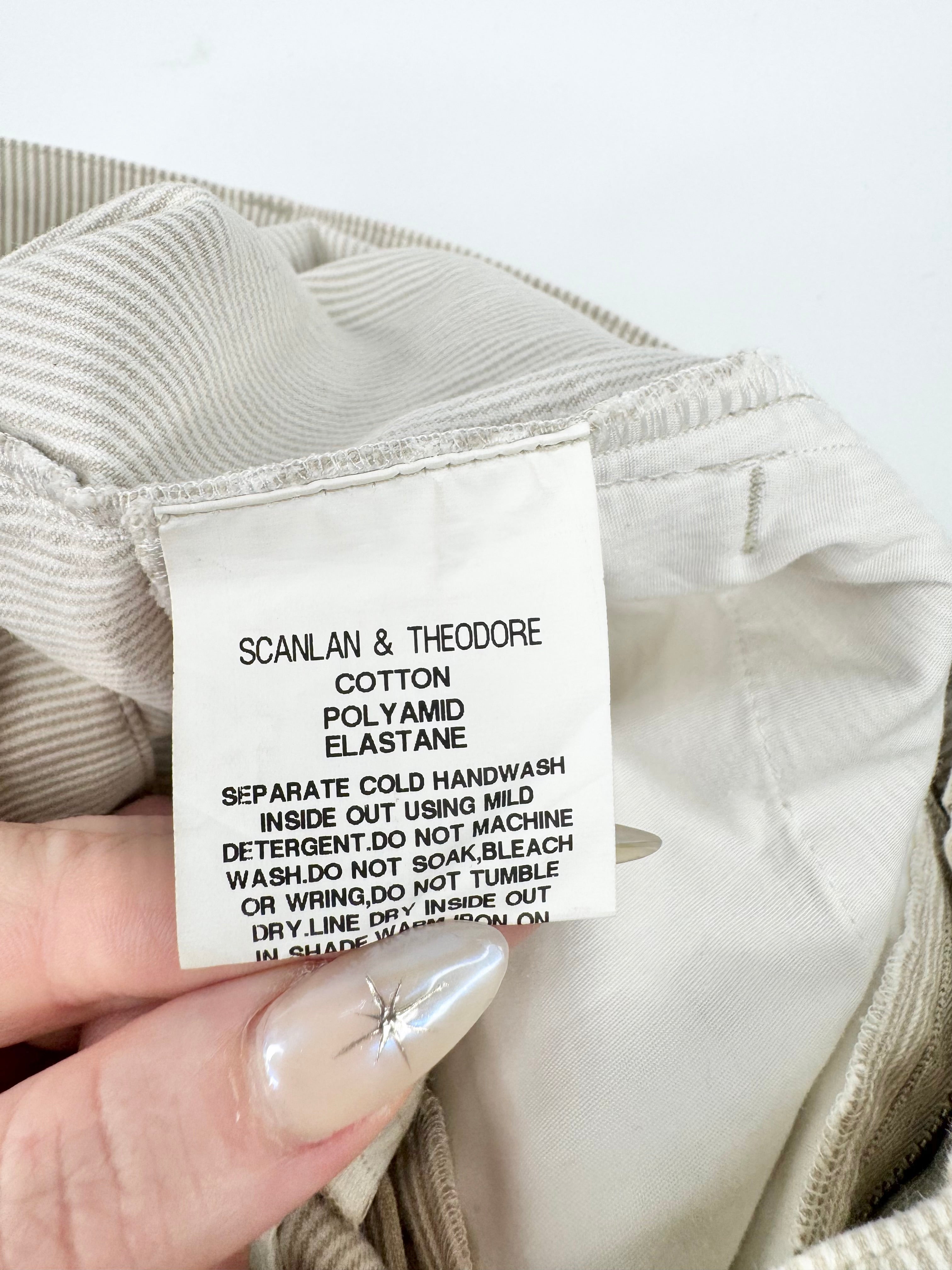 Scanlan Theodore Striped Stone/White Slacks - AU6