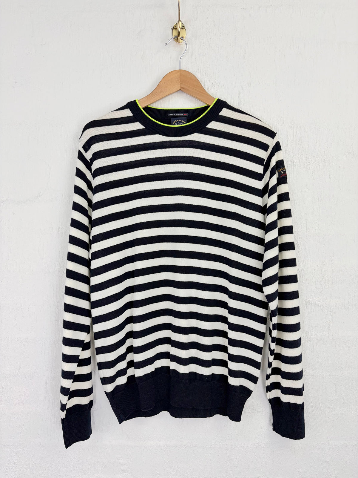 Paul & Shark Navy & White Rugby Stripe Fine Wool Sweater - L