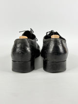 Italian Made Black Leather Lace-Up Derby Shoes - EU43