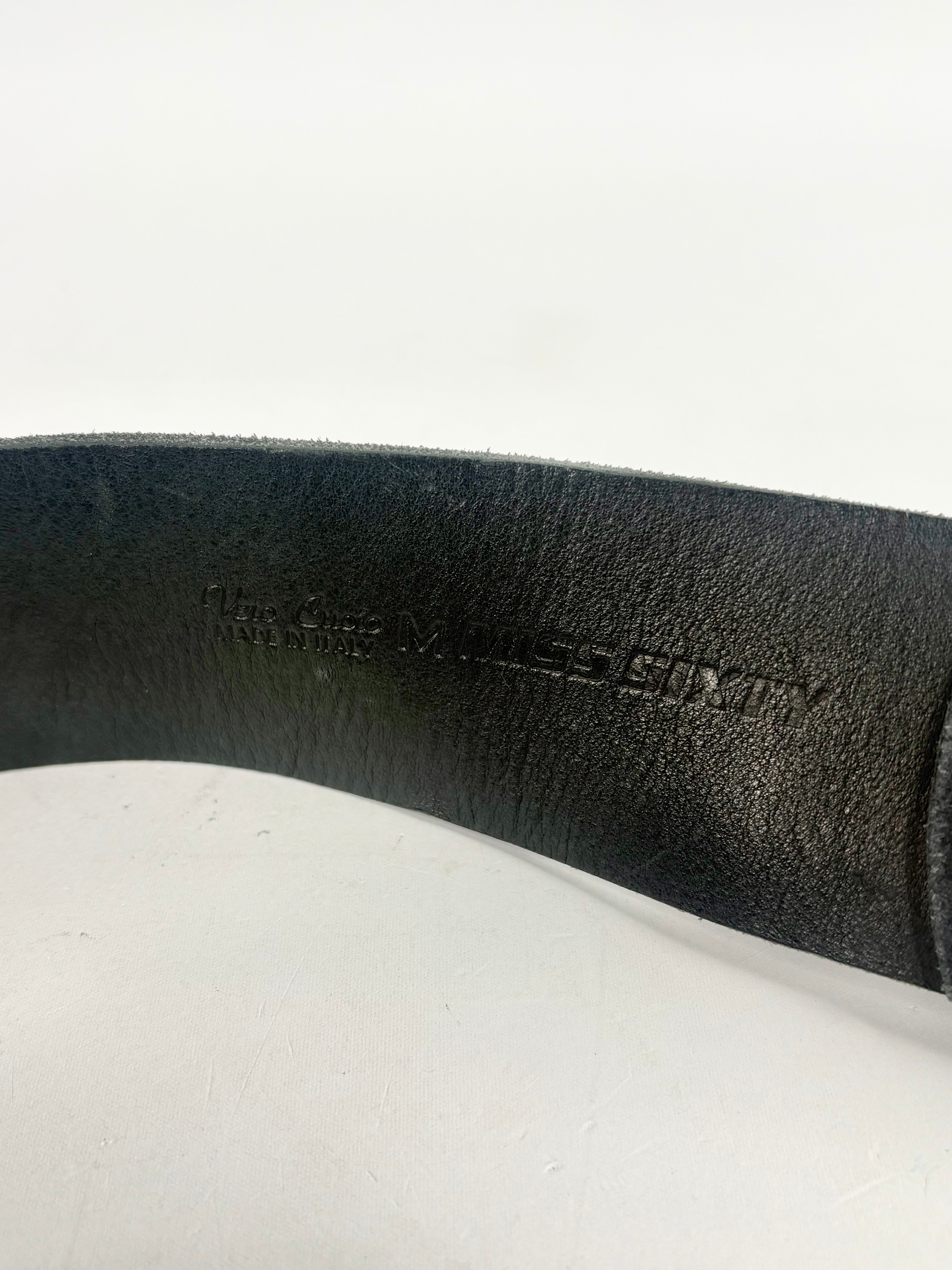 Miss Sixty Black Leather Perforated-Label Belt