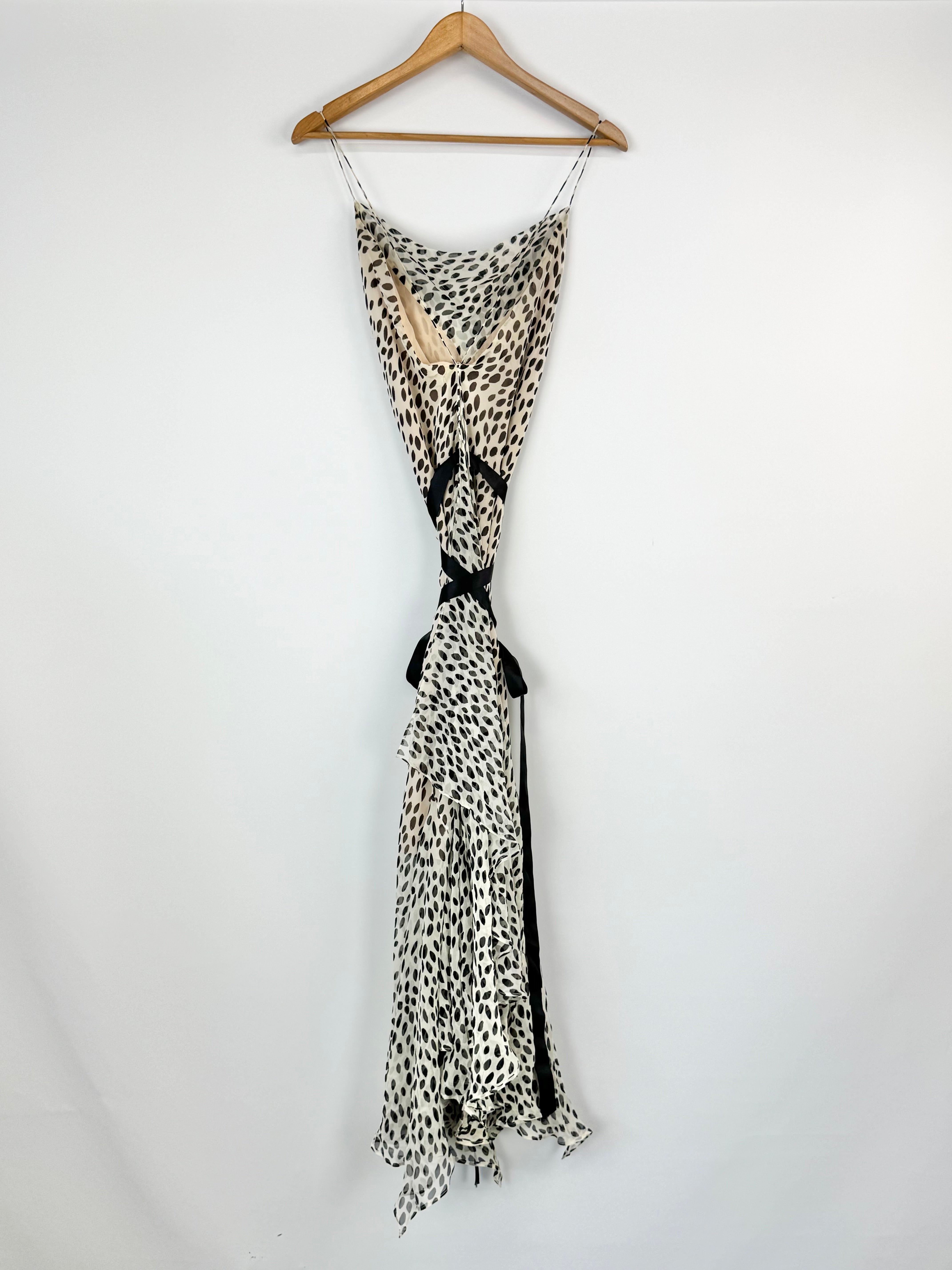 Carla Zampatti Black & White Bias Cut Silk Gown - AU10