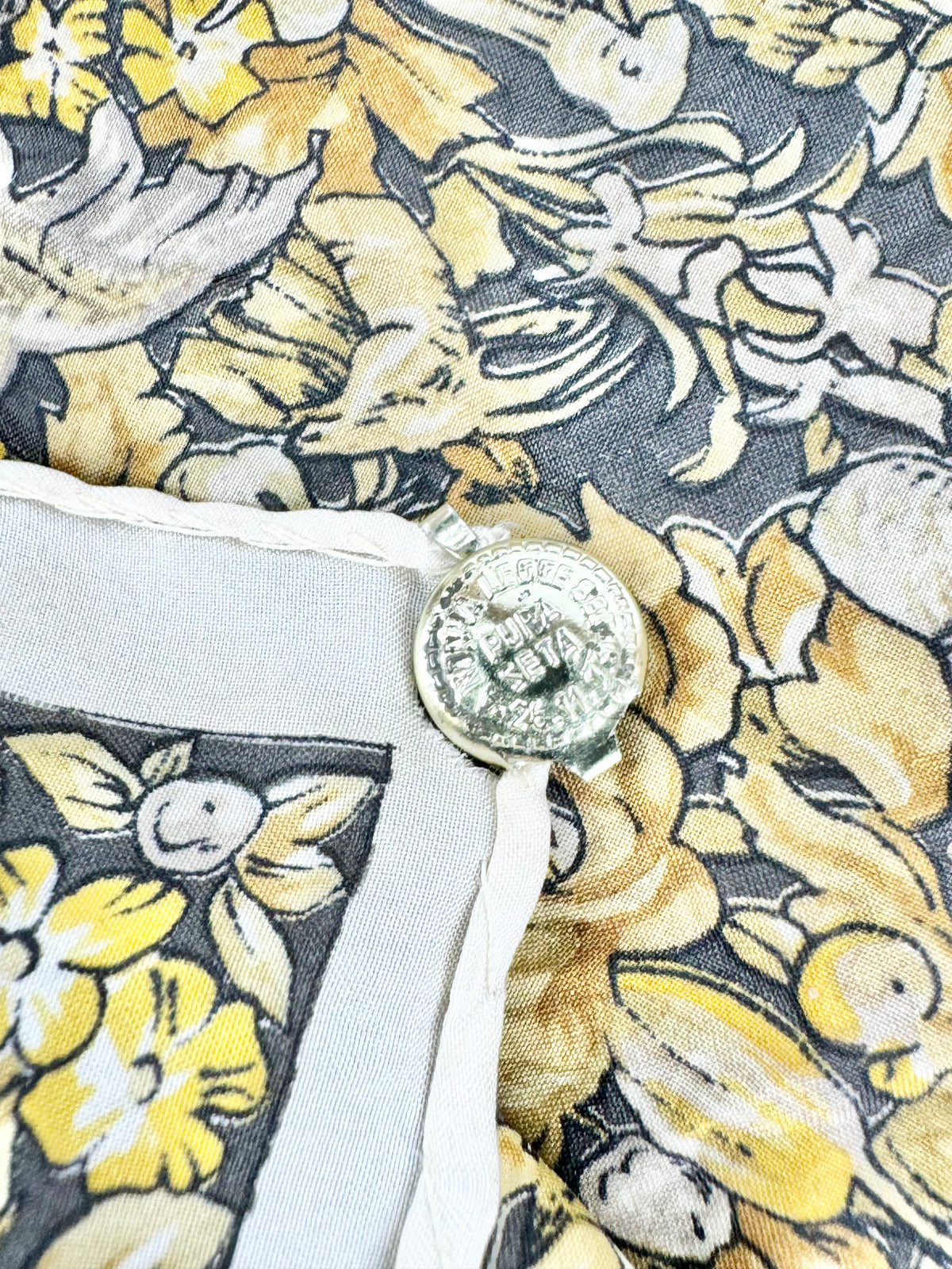 Vintage Pure Silk Black & Yellow Scarf