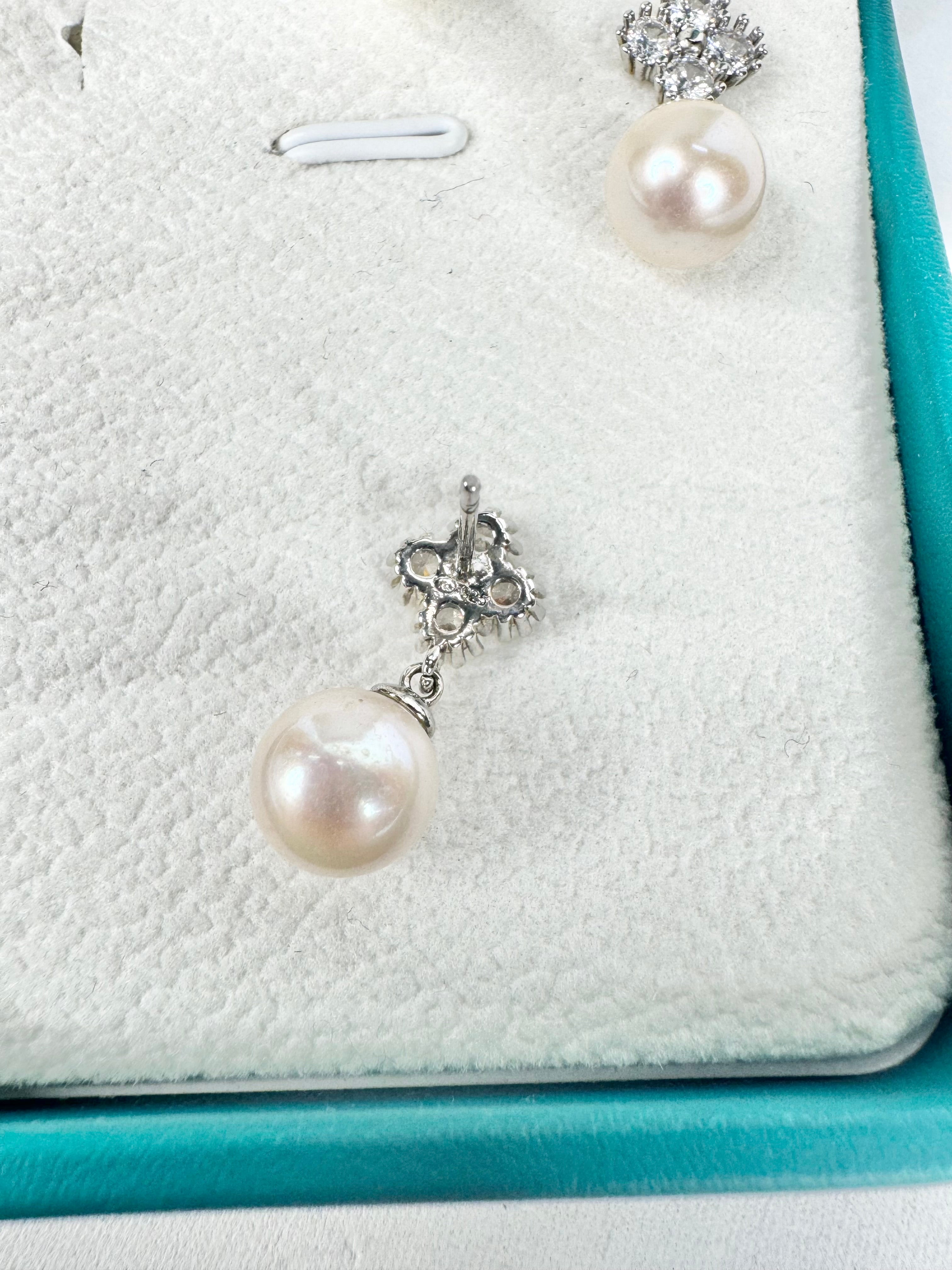Silver, Crystal & Freshwater Pearl Earrings