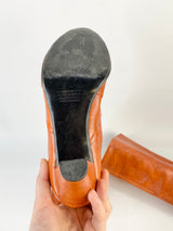 Burnt Orange Leather Knee High Boots - EU38