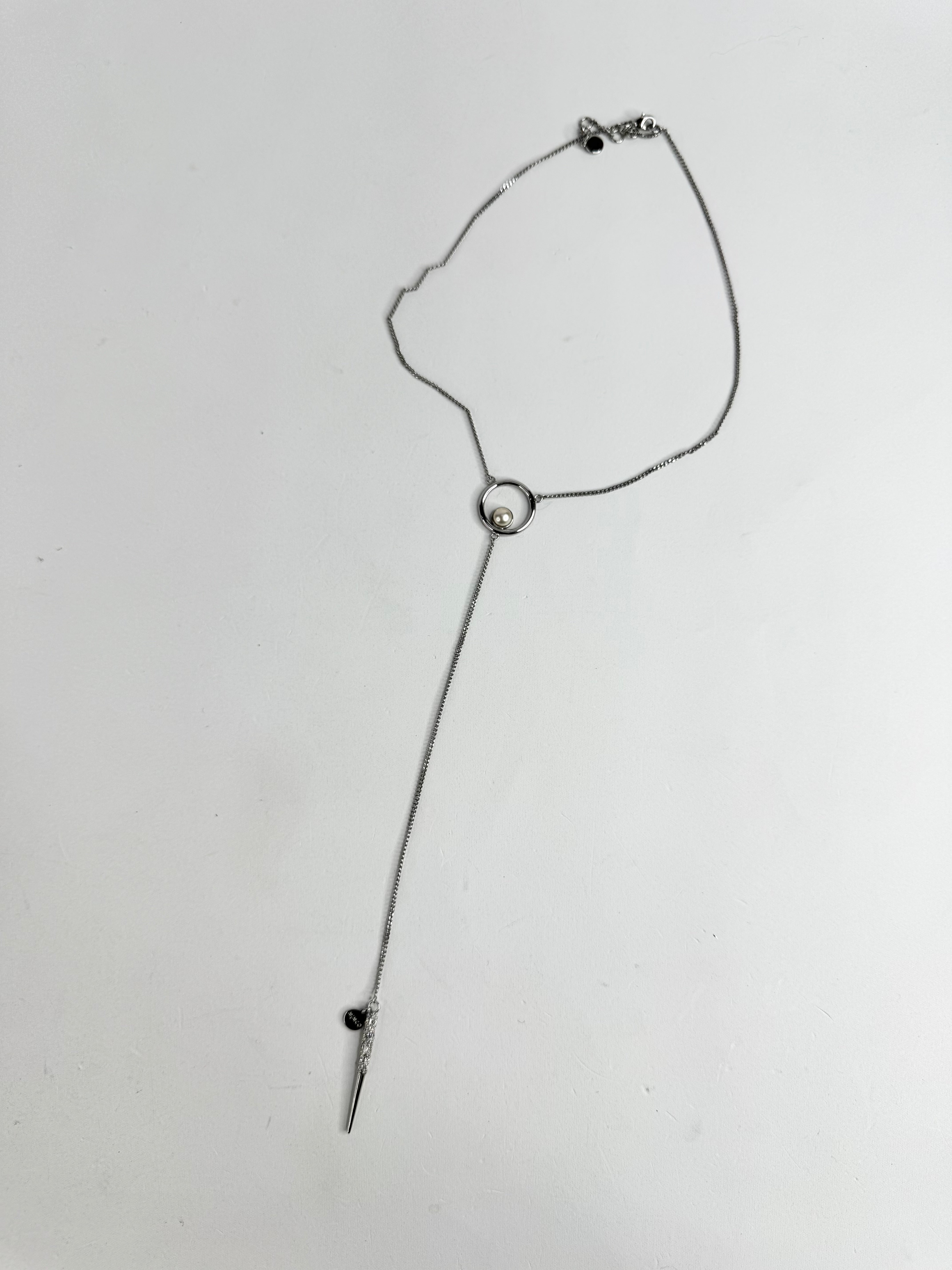 Mimco Silver Toned Long Drop Necklace
