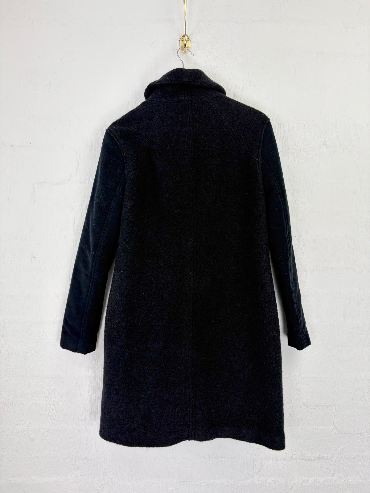 Husk Black Wool Asymmetrical Cowl Neck Coat - AU4/6
