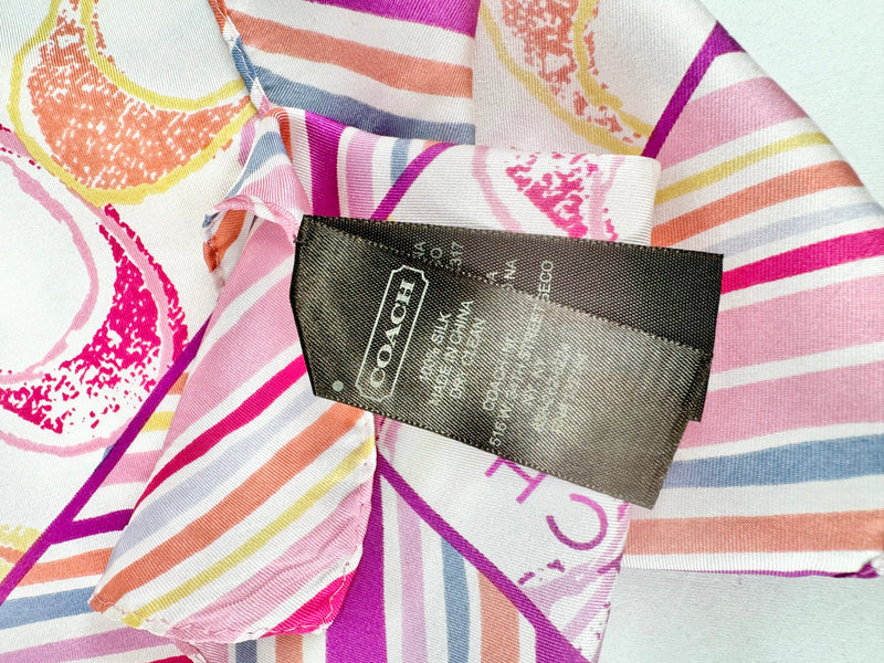 Coach Pink & Purple Coach Logo Silk Scarf