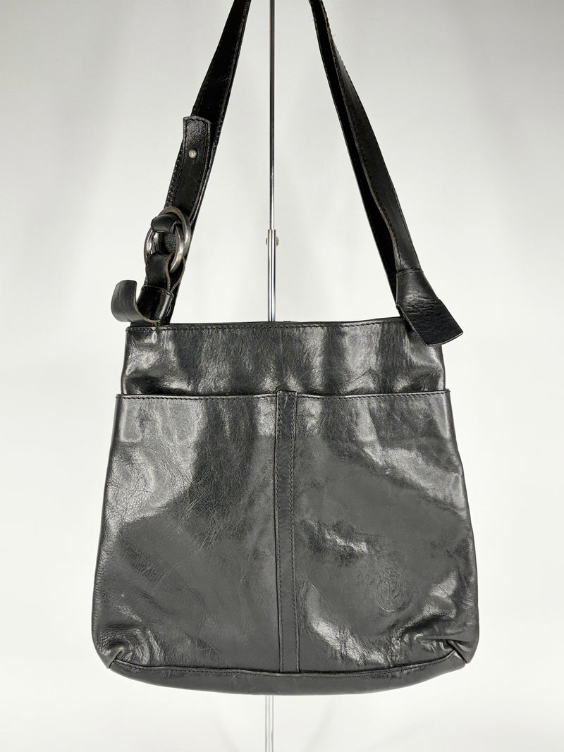 Modapelle Vintage Black Leather Shoulder Bag