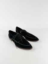 Tod's Black Suede Pointed Toe Lace Ups - EU38.5