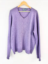 Vintage Polo by Ralph Lauren Heather Purple Lambswool Sweater - XXL