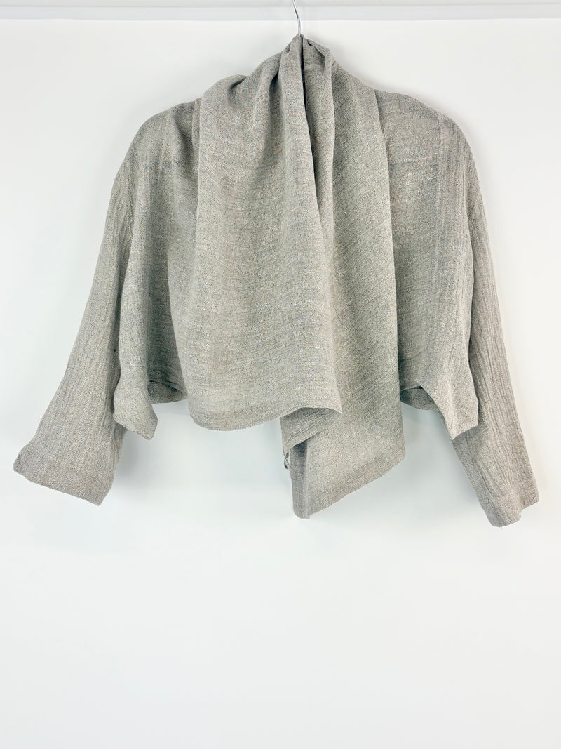 Et Al Stone Grey Linen-Blend Cropped Open Top - AU12