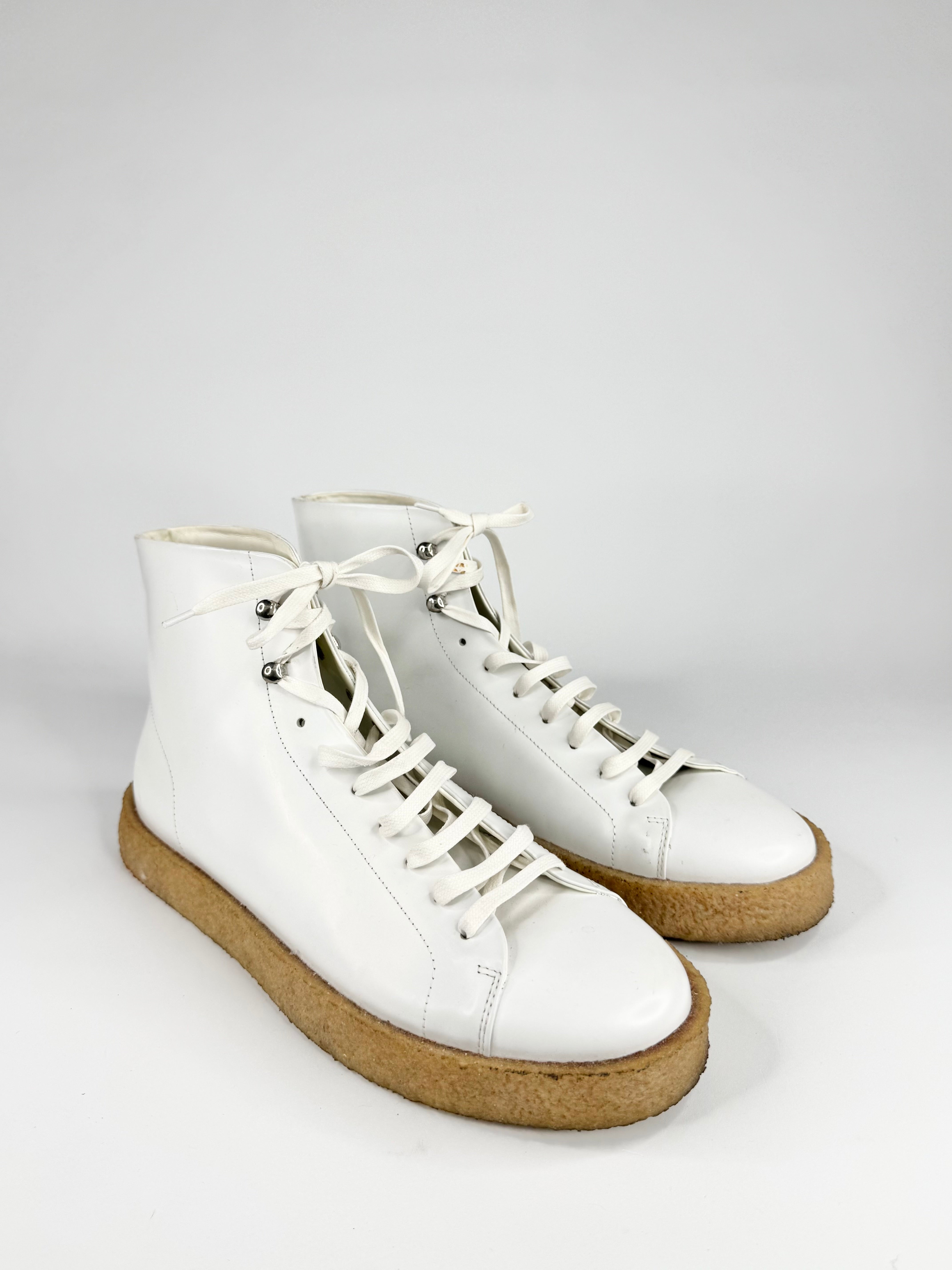 Jil Sander White Leather High Top Sneakers - EU45