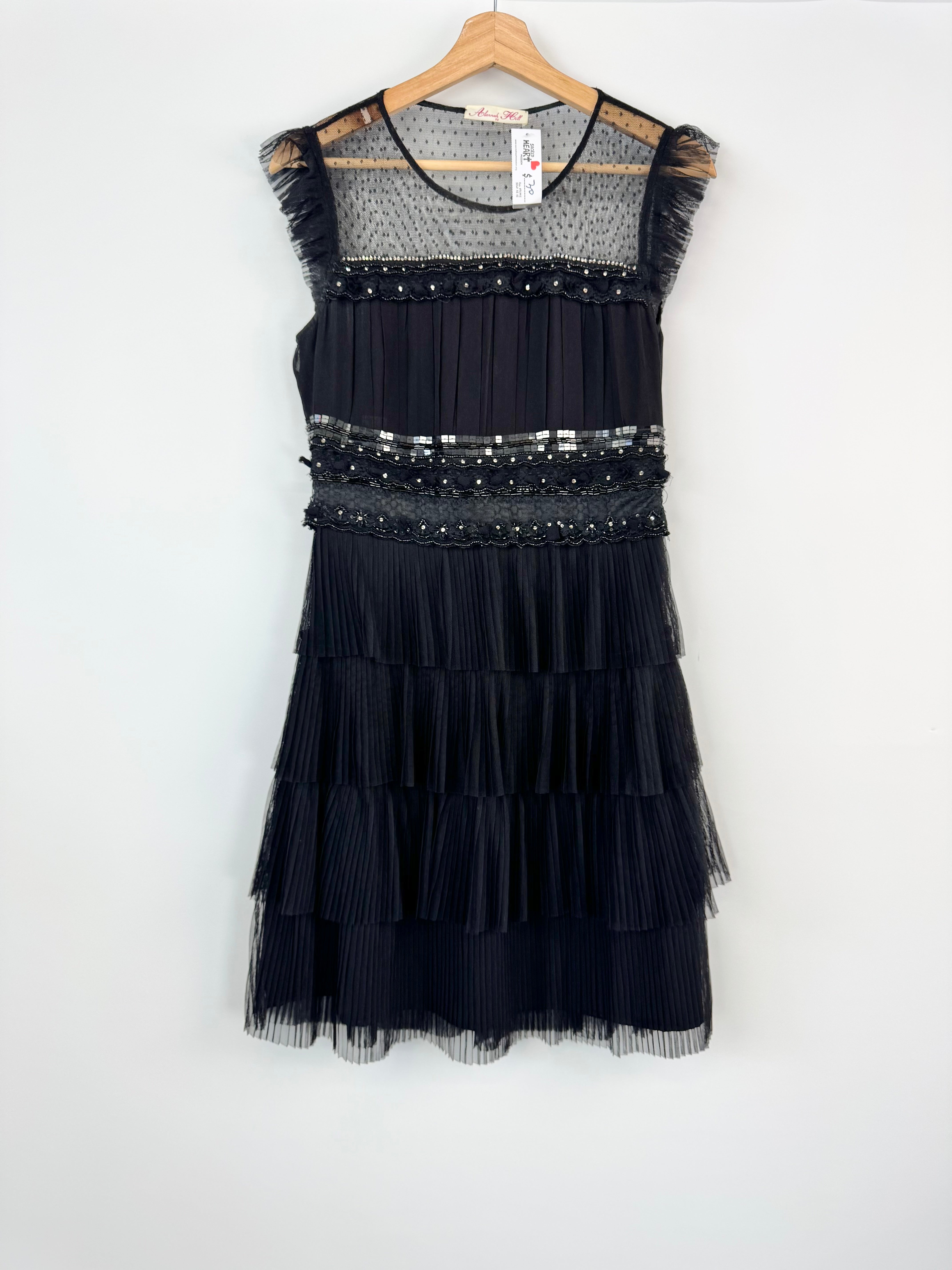 Alannah Hill Black Mesh Layered Cocktail Dress - AU10