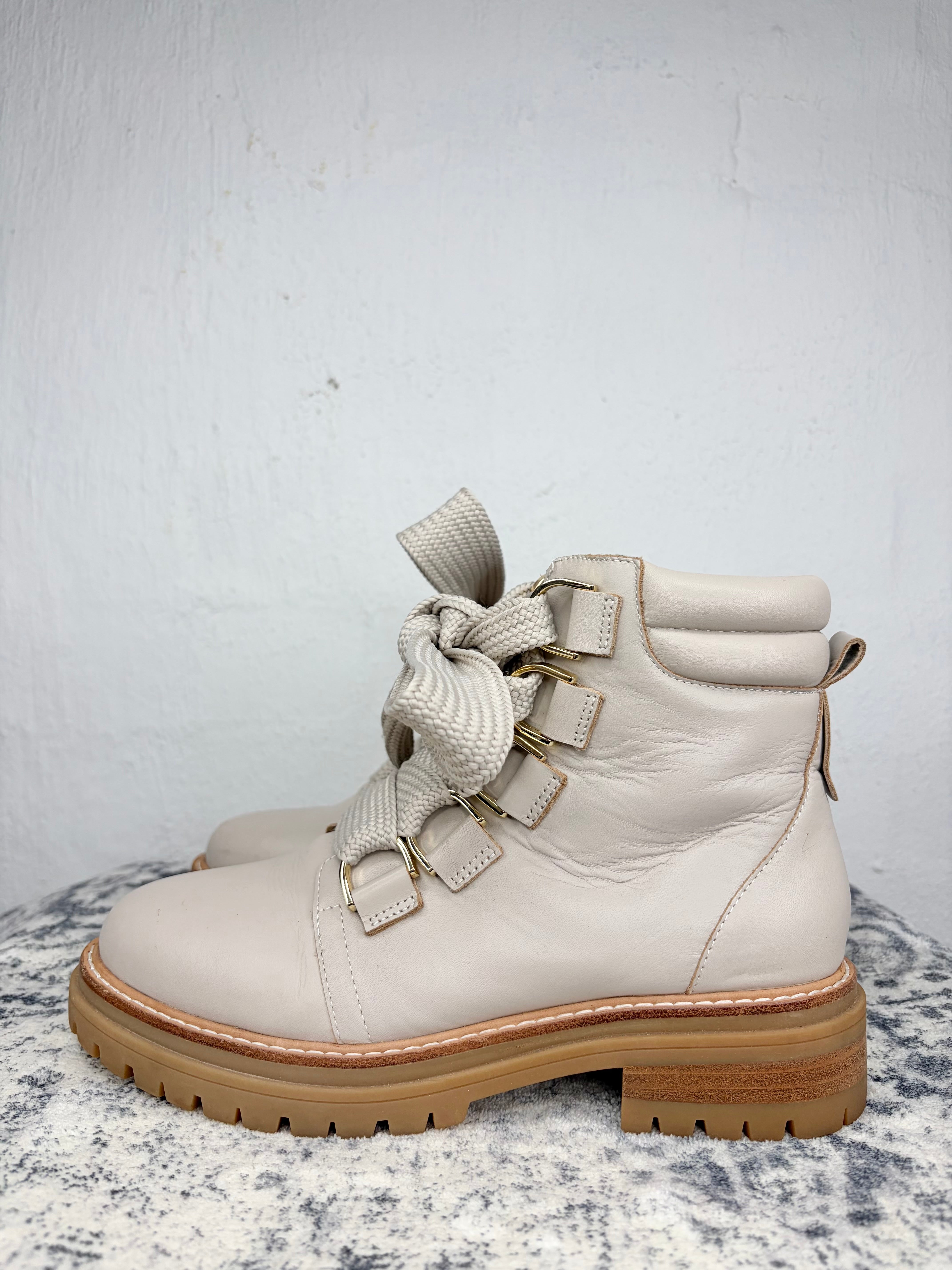 Jo Mercer Cement Wide Lace Boots - EU37
