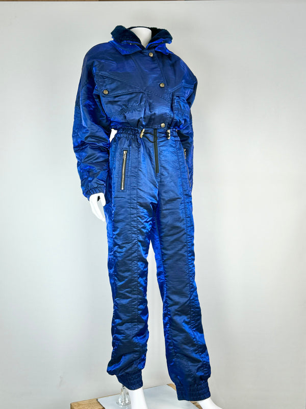 Vintage Nils Skiwear Metallic Electric Blue Skisuit - AU8