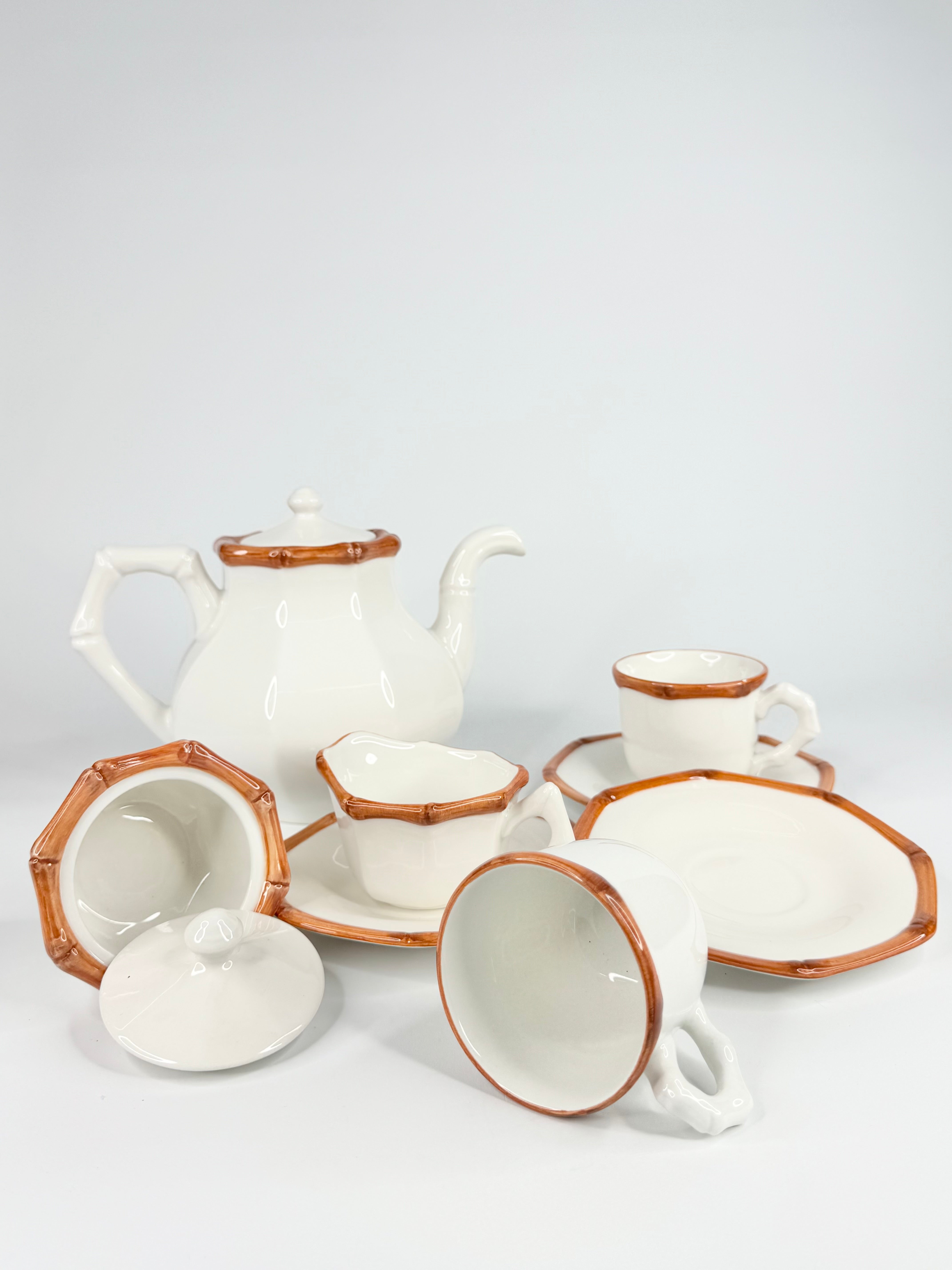 Este Ceramiche for Moda Domus Italian Made Bamboo Pattern Tea Set