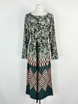 Megan Park Silk-Blend Floral & Geometric Print Midi Dress - AU6/8