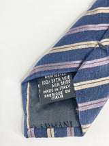 Giorgio Armani Navy Blue Silk Striped Tie