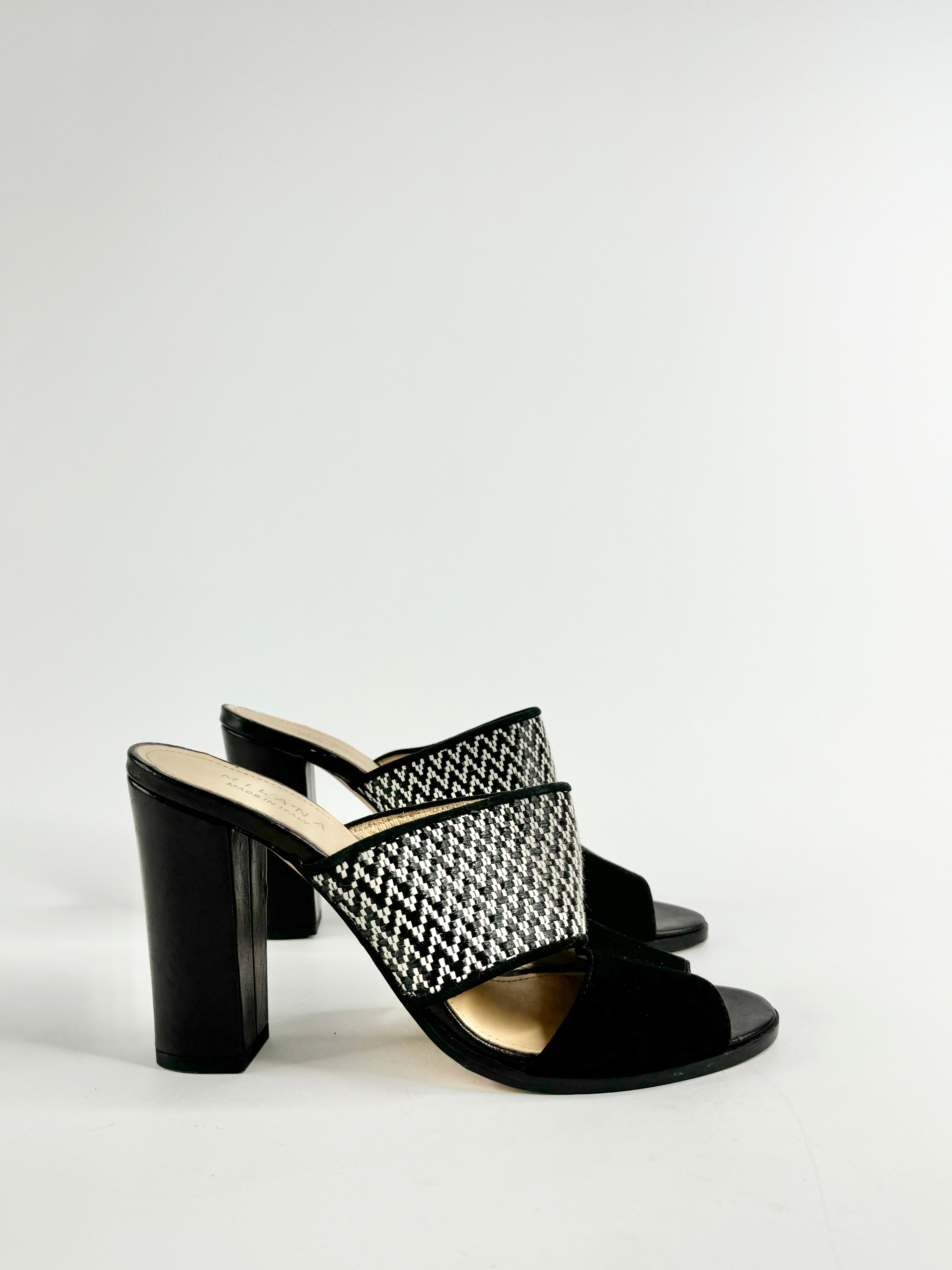 Milana Black & White Peep Toe Heels - EU41