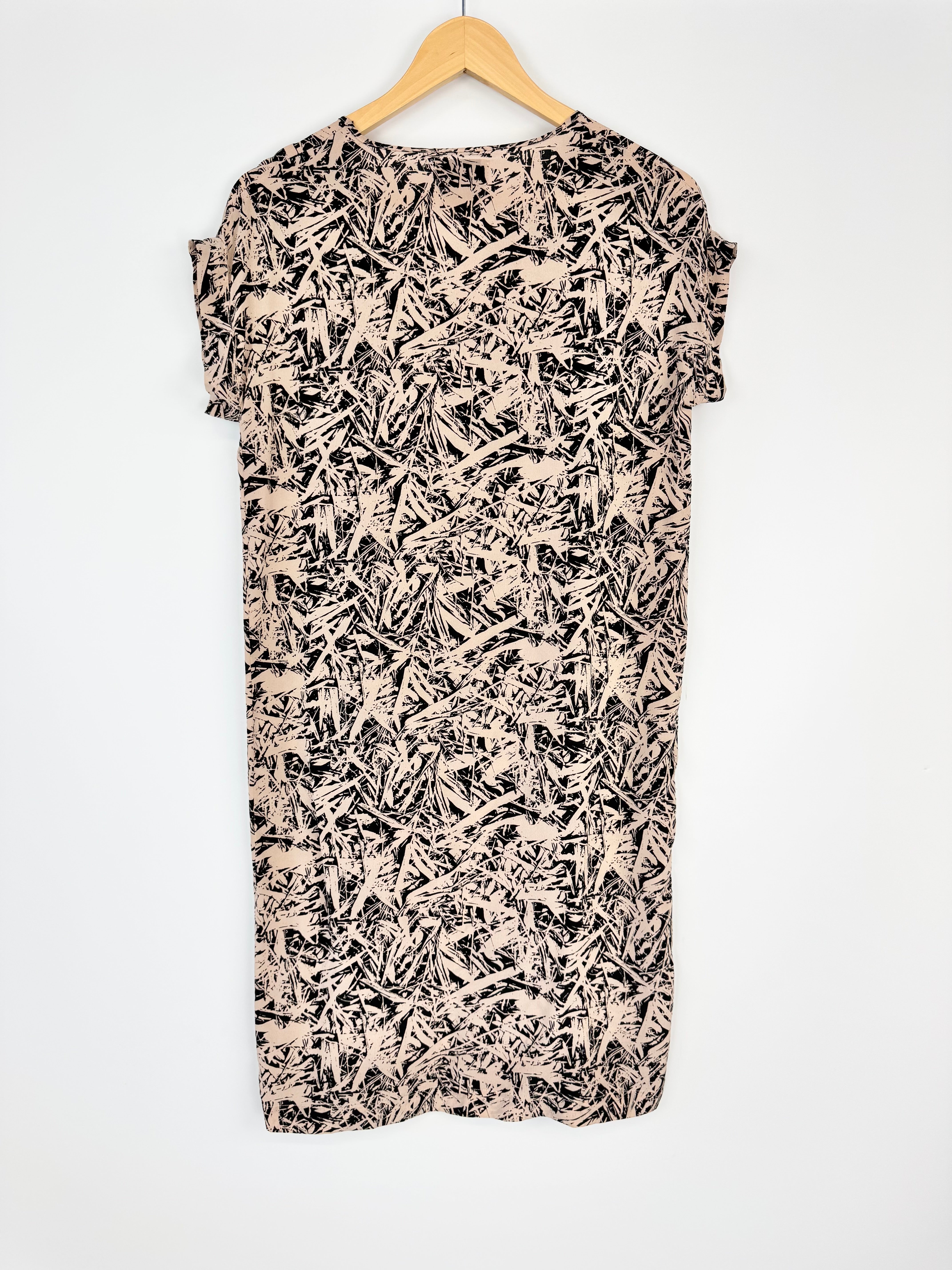 H. Fredriksson Shattered Bamboo Abstract Print Silk Dress - AU6