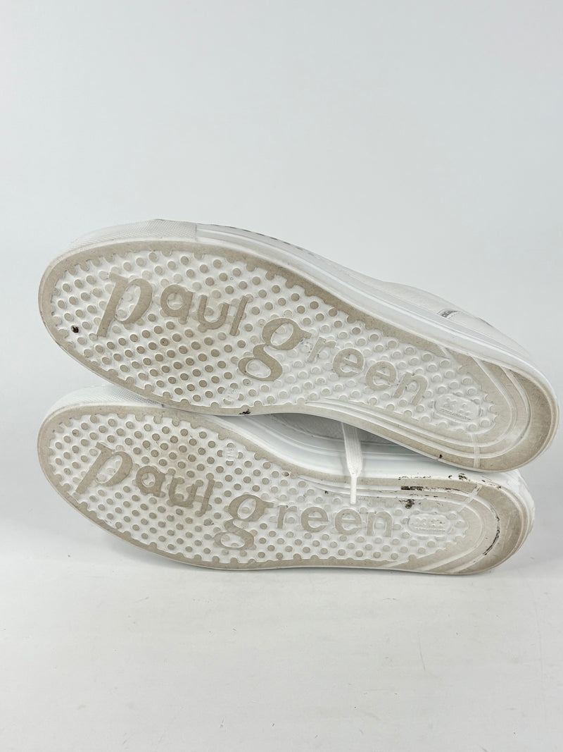Paul Green White Leather Embellished Supersoft Sneakers - EU41.5