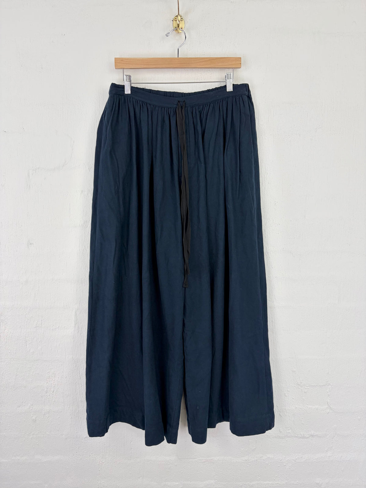 Elsa Esturgie Soft Cotton Wide Leg Navy Drawstring Slacks - AU10/12