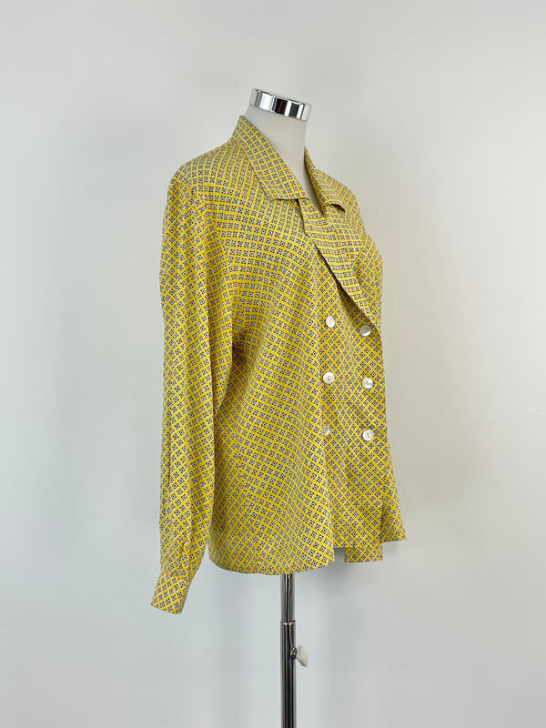 Jaeger London Vintage Yellow Patterned Shirt - S