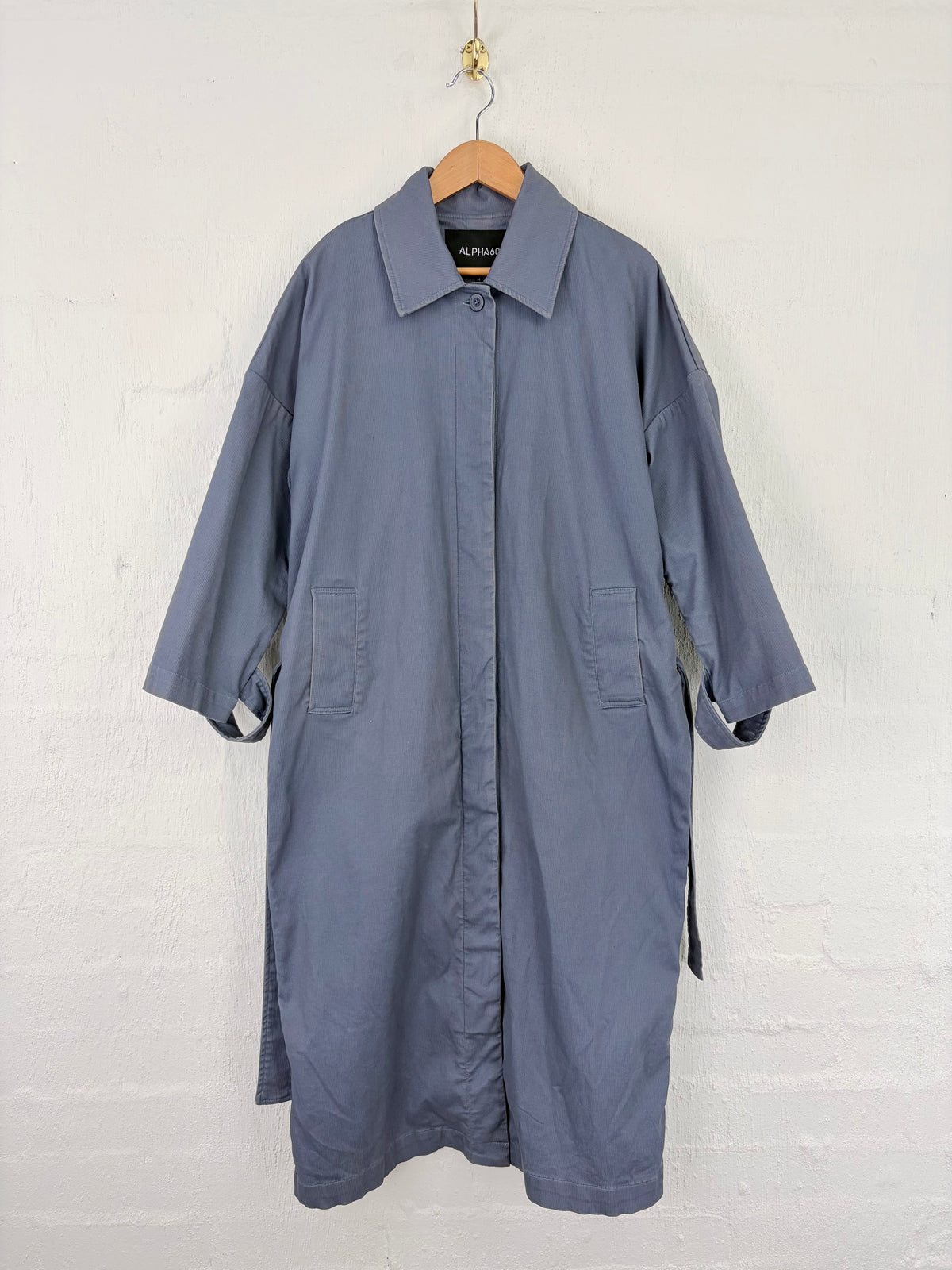 Alpha60 Stone Blue Belted Trench Coat - AU10/12