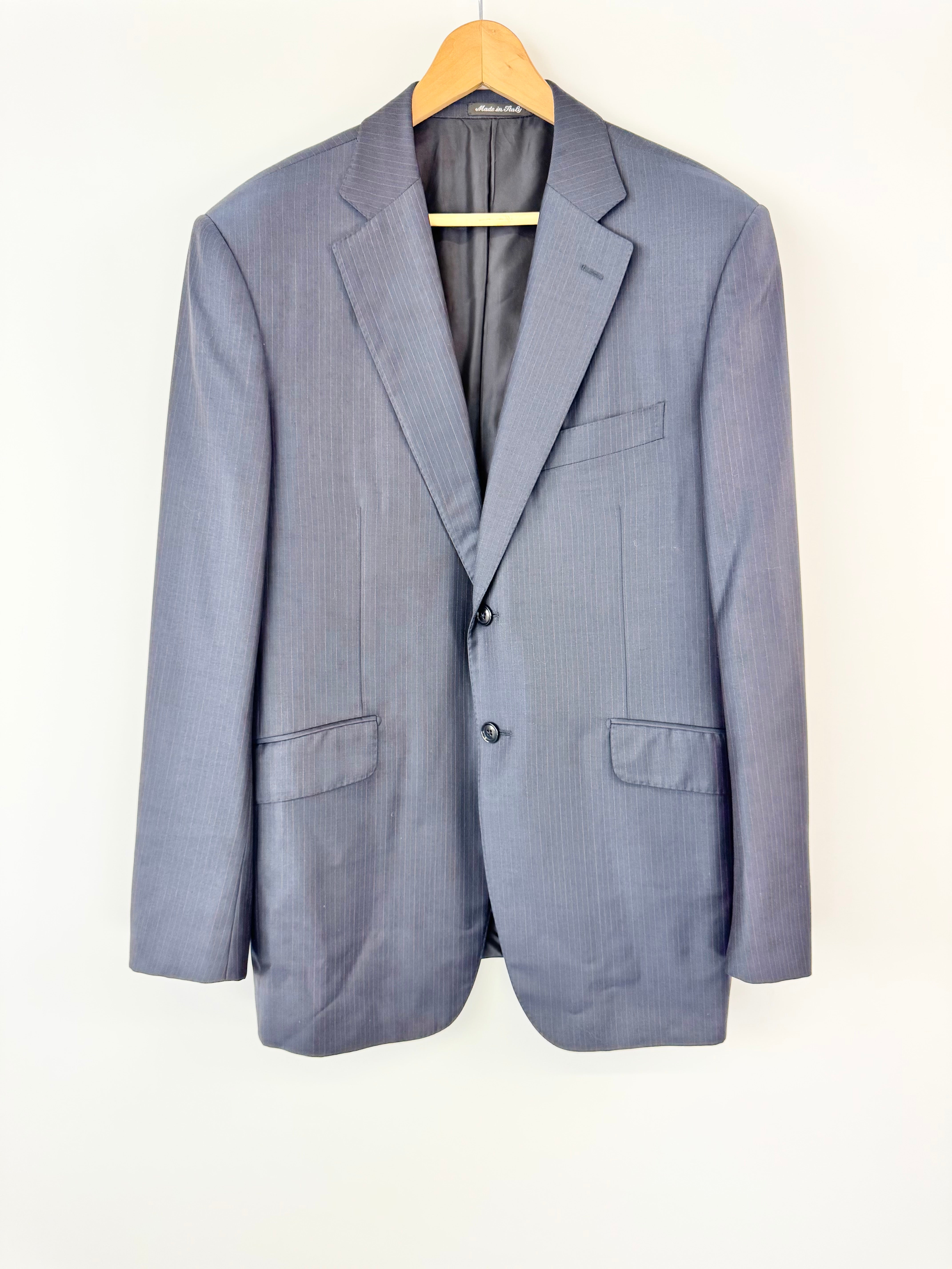 Pal Zileri Blue Pinstriped Wool Blazer - L