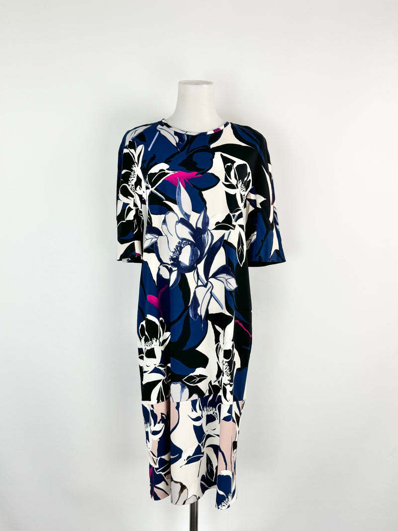 S'Max Mara Bold Floral Pattern Shift Dress - AU8/10