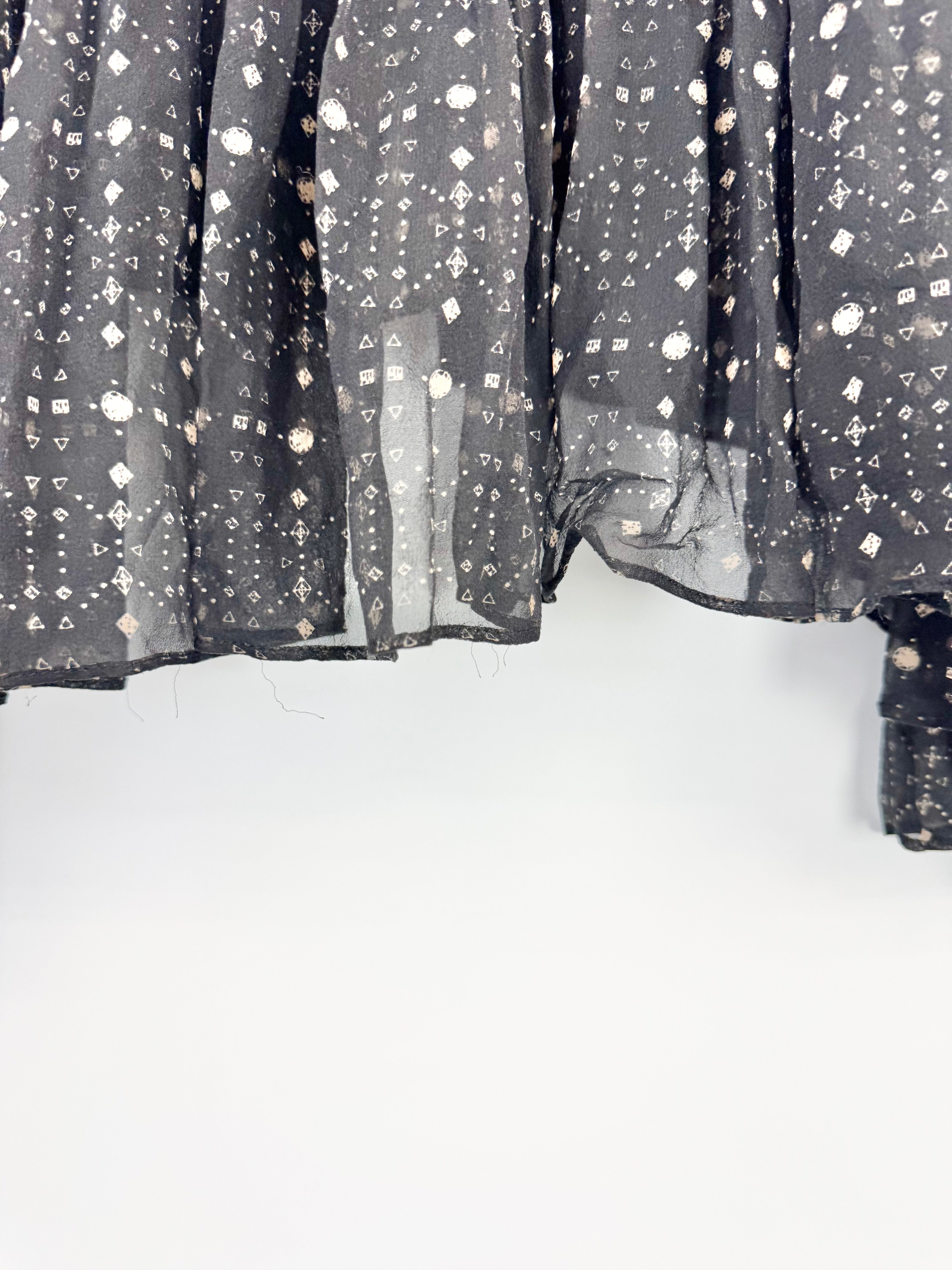 Magali Pascal Sheer Silk Patterned Ruffled Dress - AU4