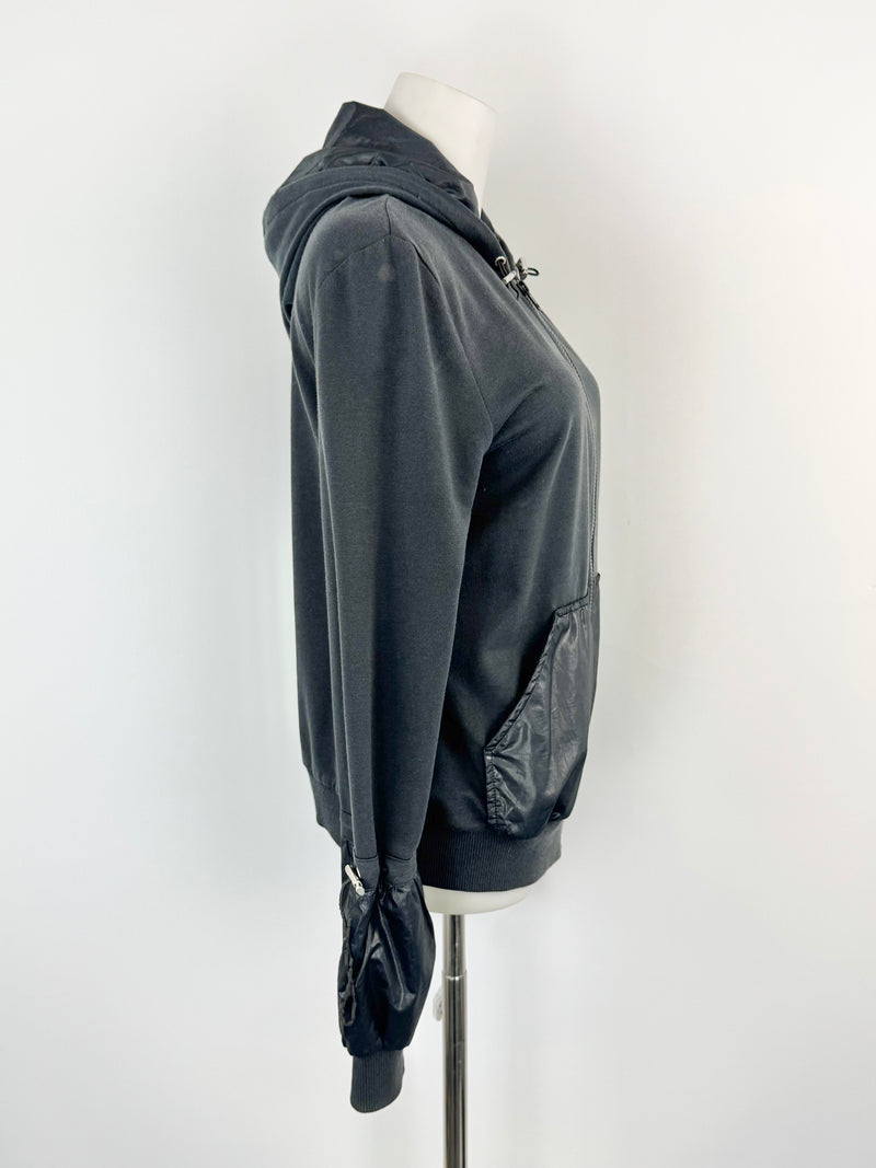 Love Moschino Black Puff Sleeve Black Zippered Hoodie - AU10
