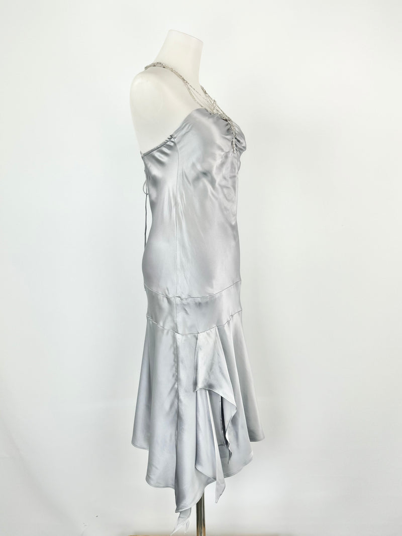 Eileen Kirby Grey Silk Cocktail Dress - AU10