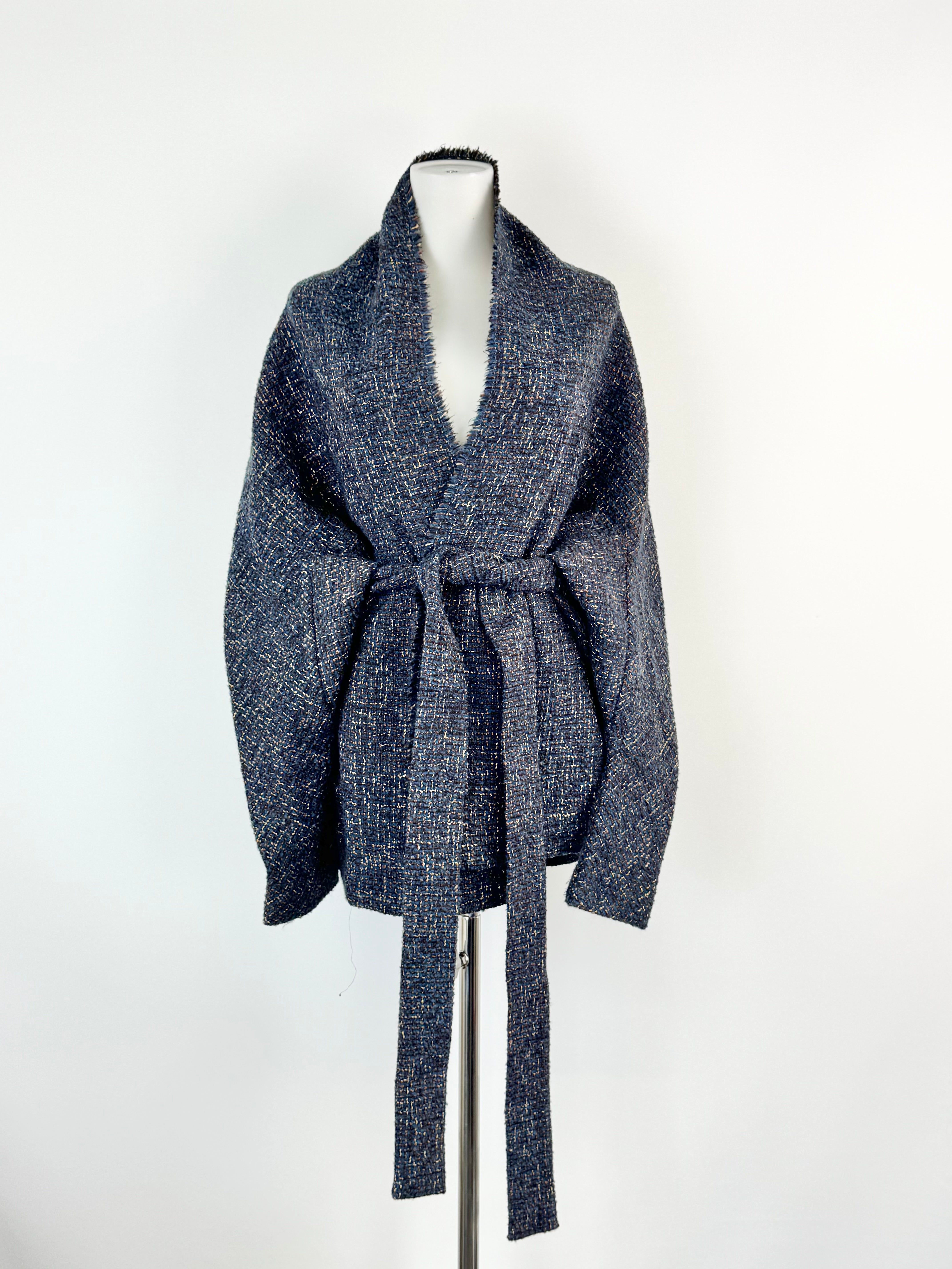 Morrison Blue & Gold Woven Cardigan - AU10
