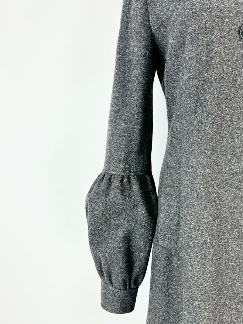 DKNY Jeans Charcoal Grey Wool Puff Sleeve Coat - AU10