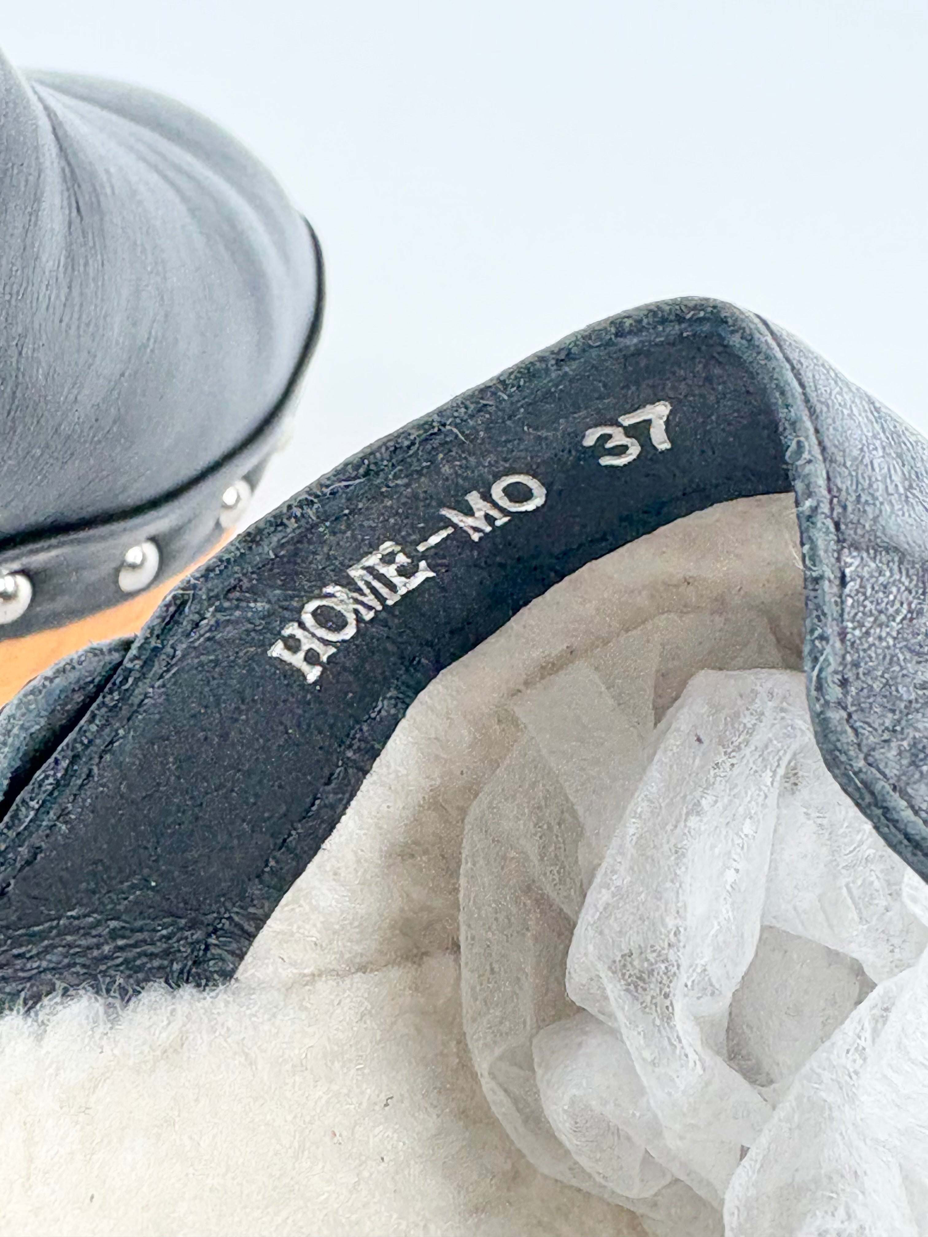 Mollini Black Leather & Faux Shearling Mules - EU37