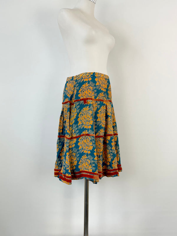 EP by Easton Pearson Teal & Orange Print Midi Skirt - AU8