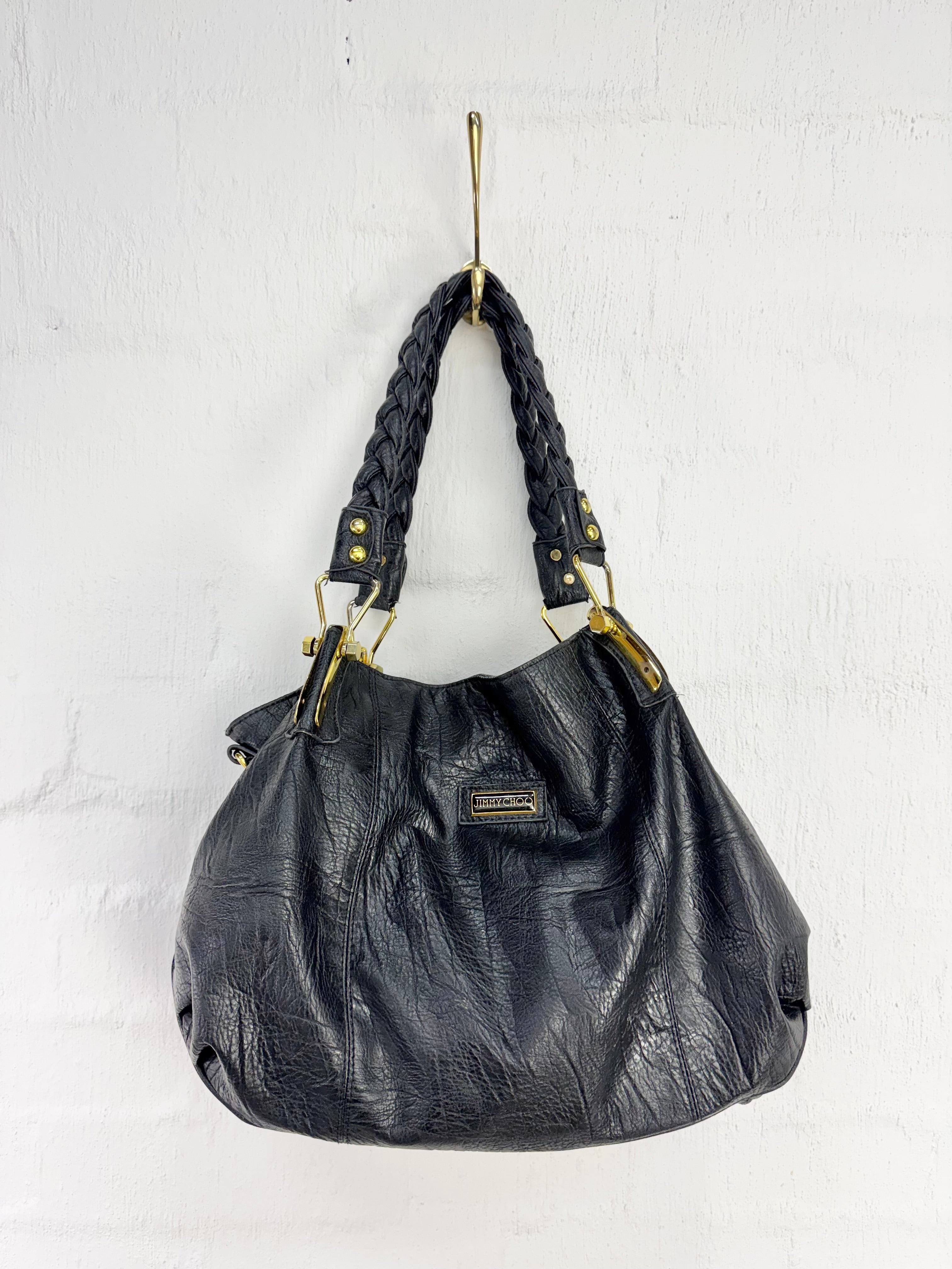 Jimmy Choo Black Leather Hobo Bag