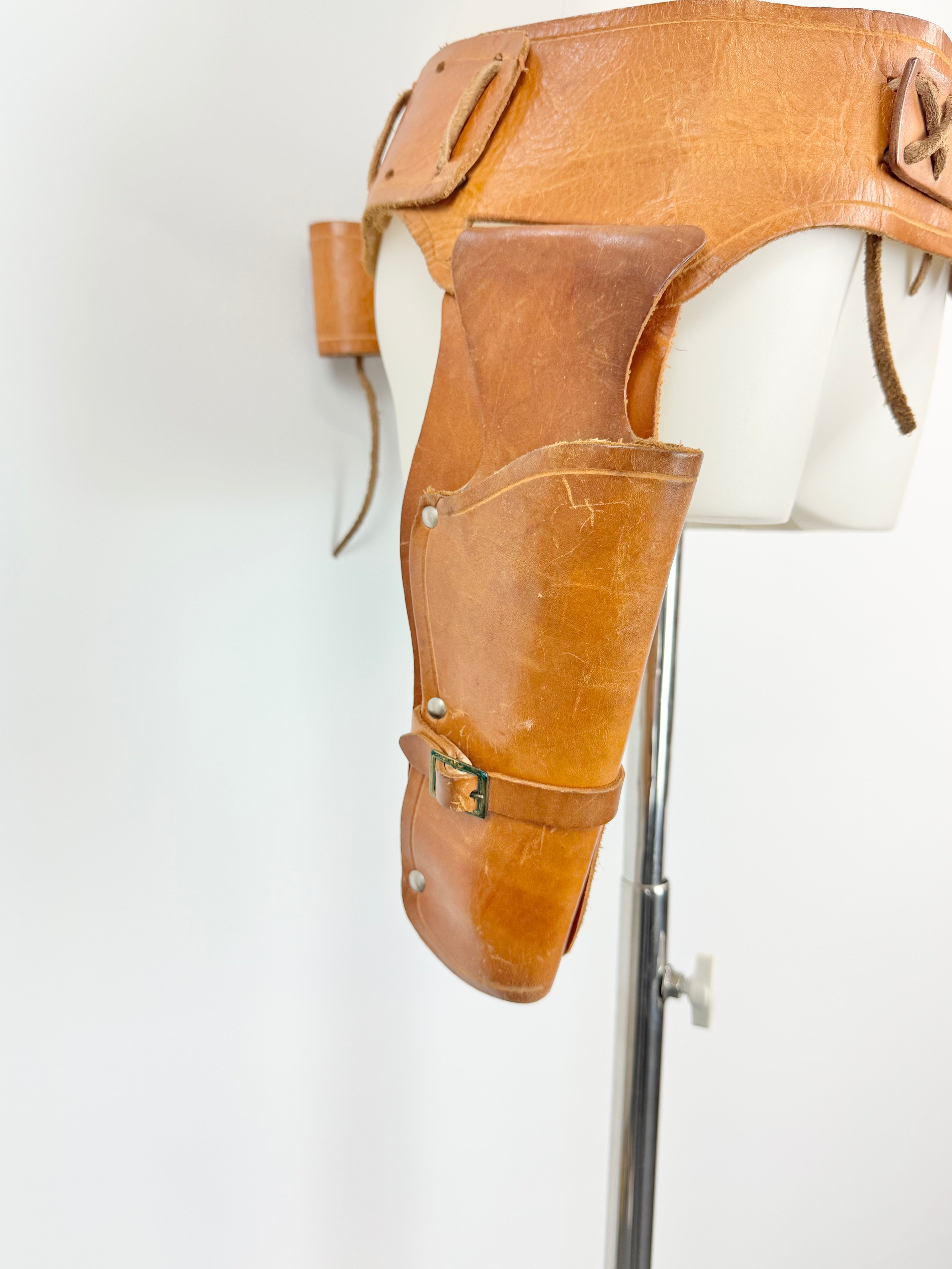 Handmade Tan Leather Belt with Pouch