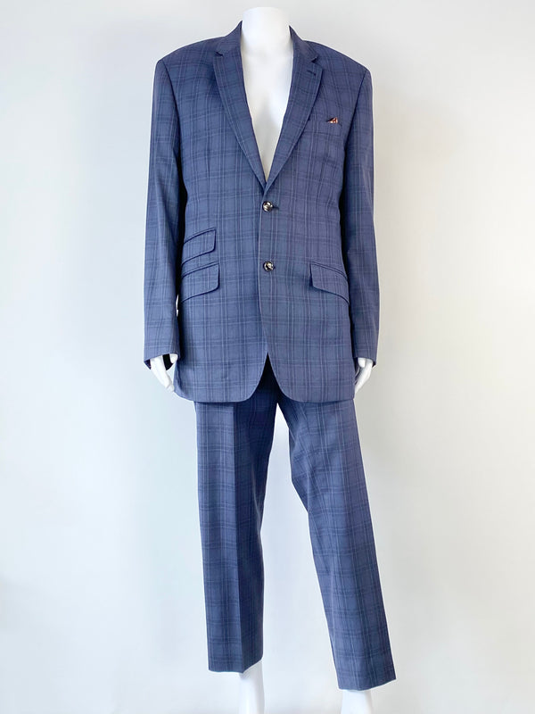 Ted Baker Blue Plaid Two Piece Suit - 40R & 34R