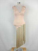 Messagerie Peach & Gold Fringed Midi Dress - AU12