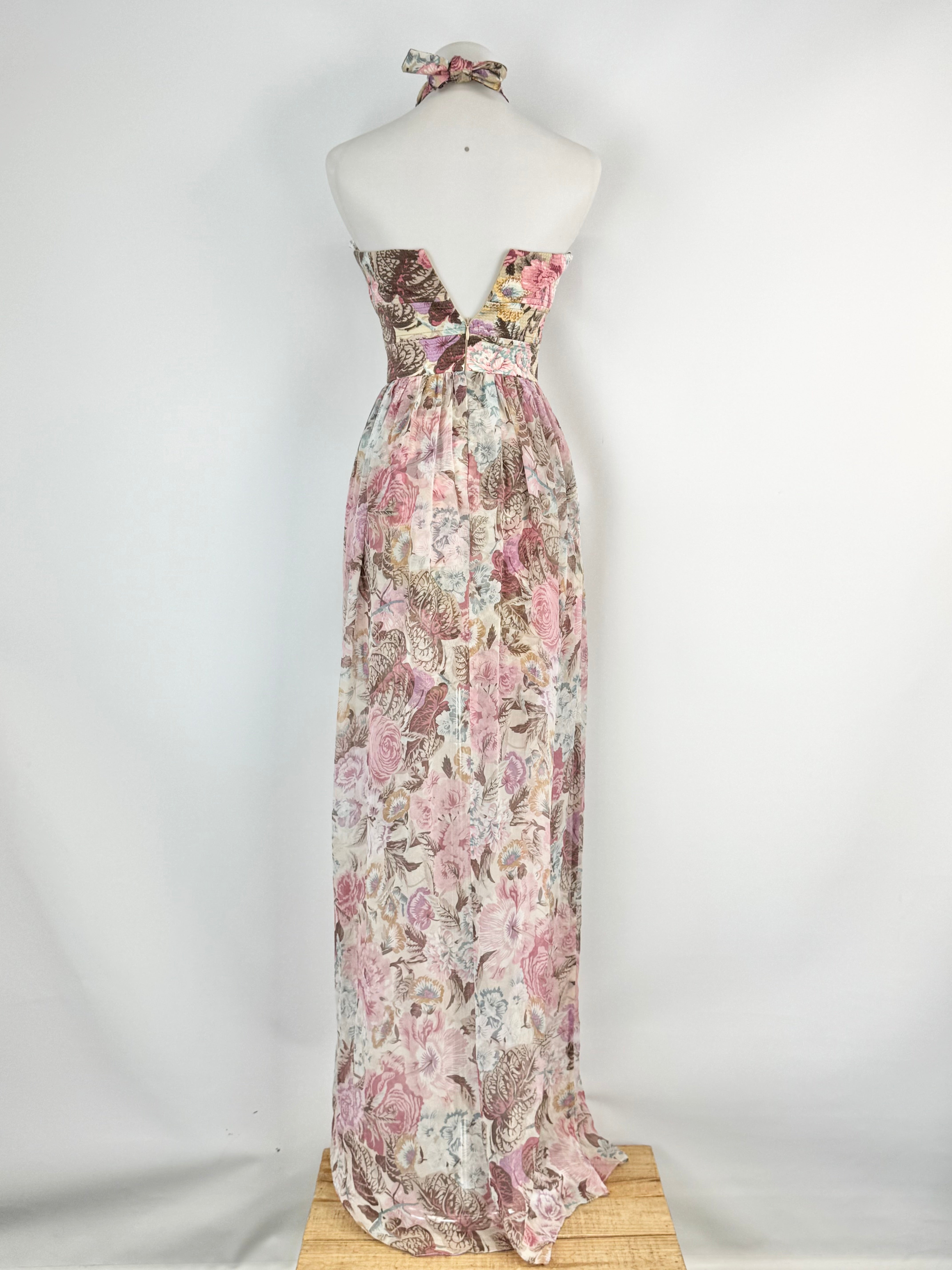 Zimmermann Botanical Patterned Silk & Cotton Halter Neck Maxi Dress - AU8