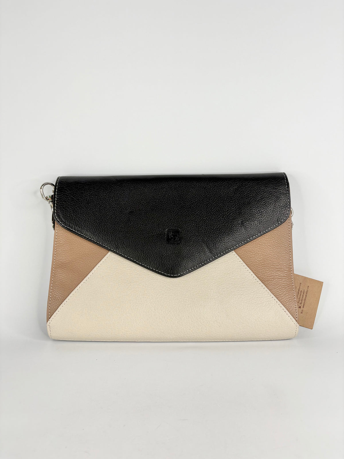 Traditions Black, Beige & White Leather Shoulder Bag