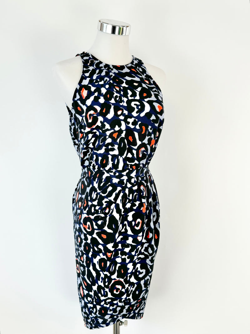 Camilla & Marc Blue Abstract Pattern 'Vivaldi' Halter Neck Dress - AU6