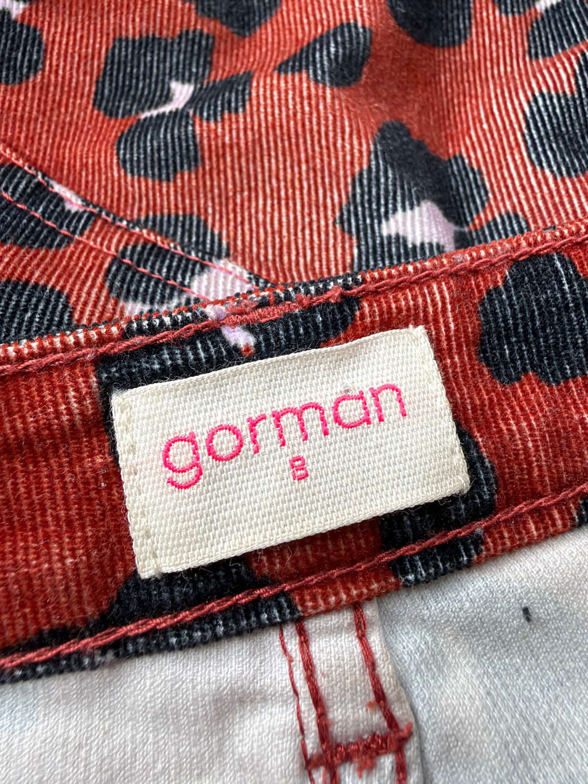 Gorman Dark Orange Leopard Print Corduroy Trousers - AU8