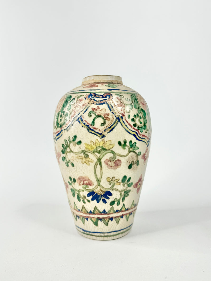 Antique Hand Painted Tall Floral Porcelain Vase