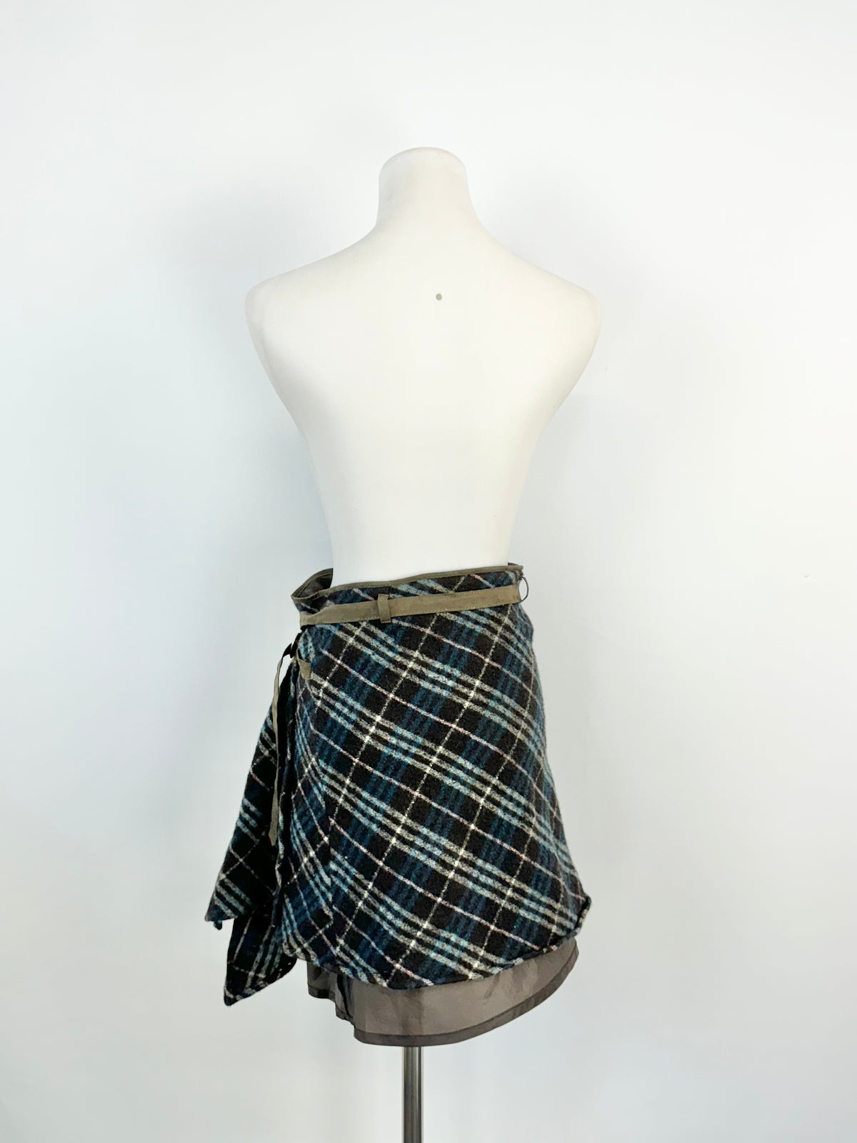 Burberry London 'Blue Label' Blue & Grey Tartan Mini Skirt - AU8
